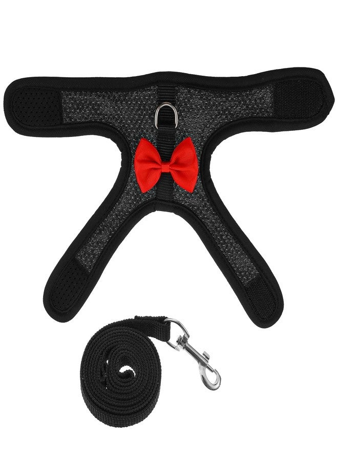 Elegaperma Rabbit Harness and Leash Set, Easily Adjustable Rabbit Harnesss Leash for Small Animals, Rabbits Harness and Leashes for Proof Safely Walking Cute Bow Vest and Leashes, Black, Small - Image 5